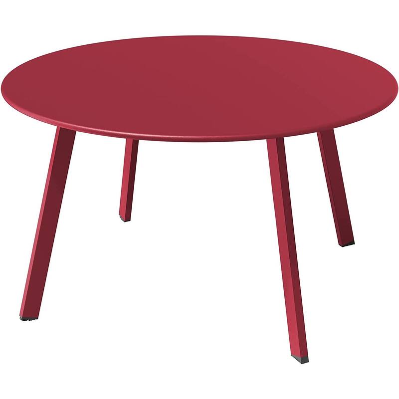 Patio Round Steel Patio Coffee Table, Weather Resistant Outdoor Large Side Table