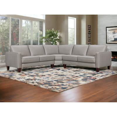 HomeRoots Gray Leather L Shaped Three Piece Corner Sectional