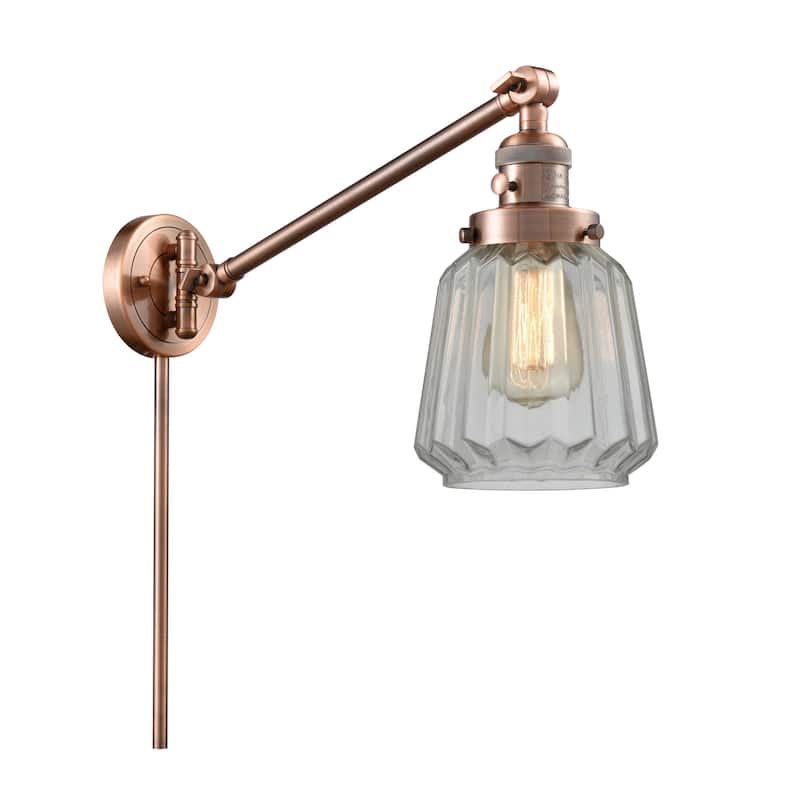 Innovations Lighting Chatham Single Light 25" Tall Wall Sconce / - Antique Copper / Clear
