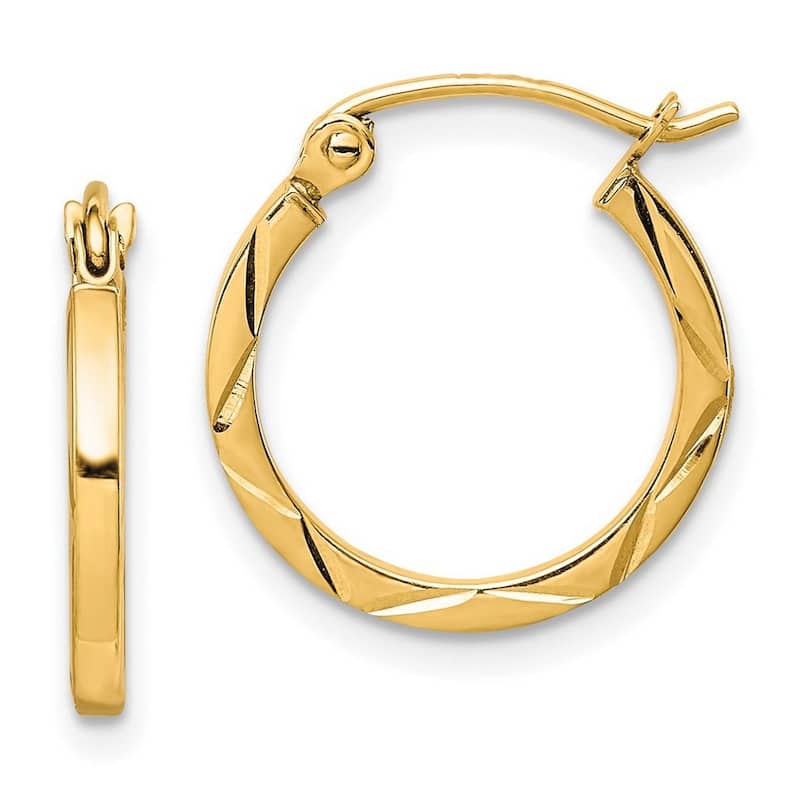 Curata 10k Yellow Gold 1.5mm Geometric Diamond Cut Hoop Earrings - 15mm 25mm 30mm 35mm 40mm 50mm