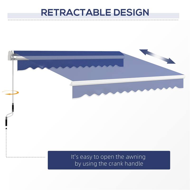 155.5" Wide Retractable Patio Awning with Extendable Aluminum Frame and UV Rain Fabric - 155.5" W x 96.5" D