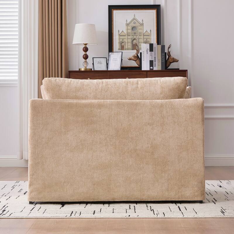 Modern Upholstered Farmhouse Performance Accent Chair , Reading Armchair Single Sofa with Two Bolster Pillows