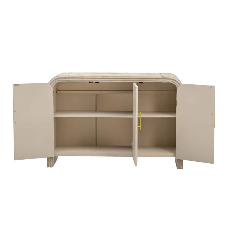 Retro Minimalist Curved Sideboard with Gold Handles and Adjustable Dividers - 47.2 in. L*15.7 in. W