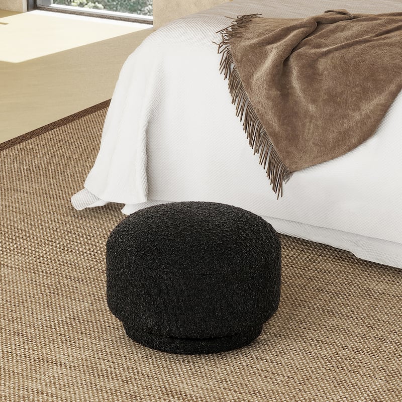 Fuji 15" Faux Sherpa Mushroom Footstool Ottoman