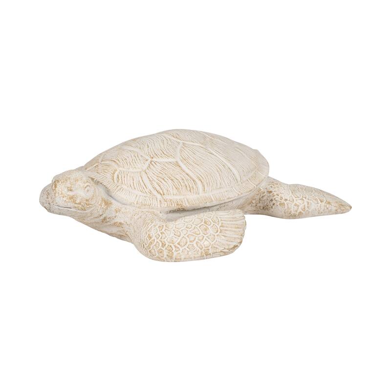 Sagebrook Home 10'' Sea Turtle Figurine, Elegant Ivory Item Decor - 10" x 9" x 3"