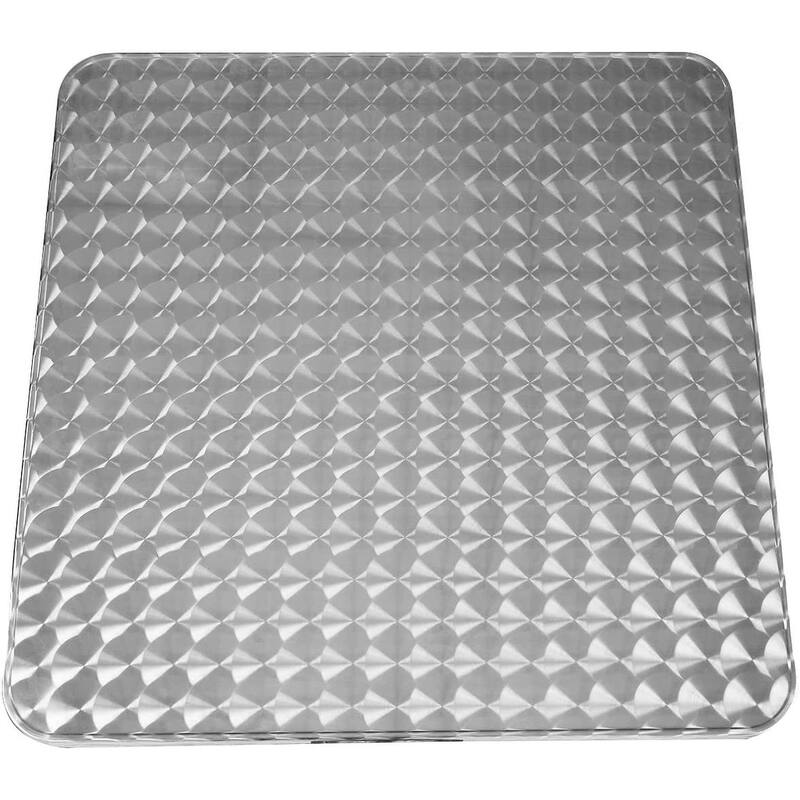BTEXPERT Indoor Outdoor 23.75" Square Restaurant Table Stainless Steel Silver Aluminum + 3 Black Rattan Stack Chairs