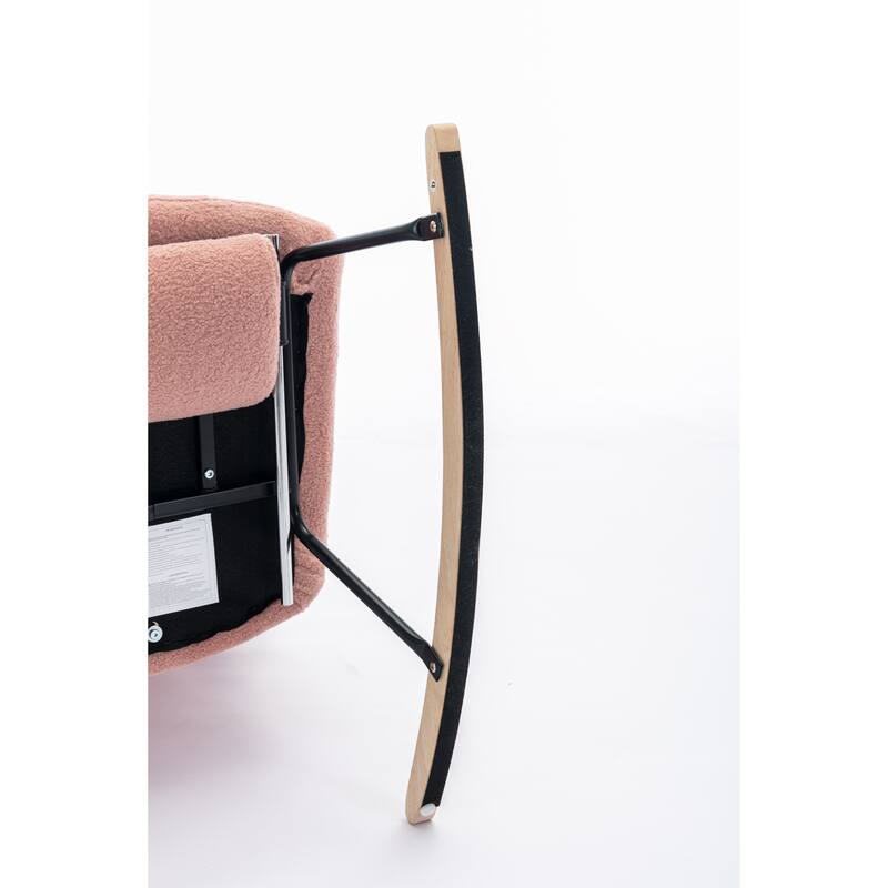 Teddy Fabric Rocking Chair With Adjustable Footrest