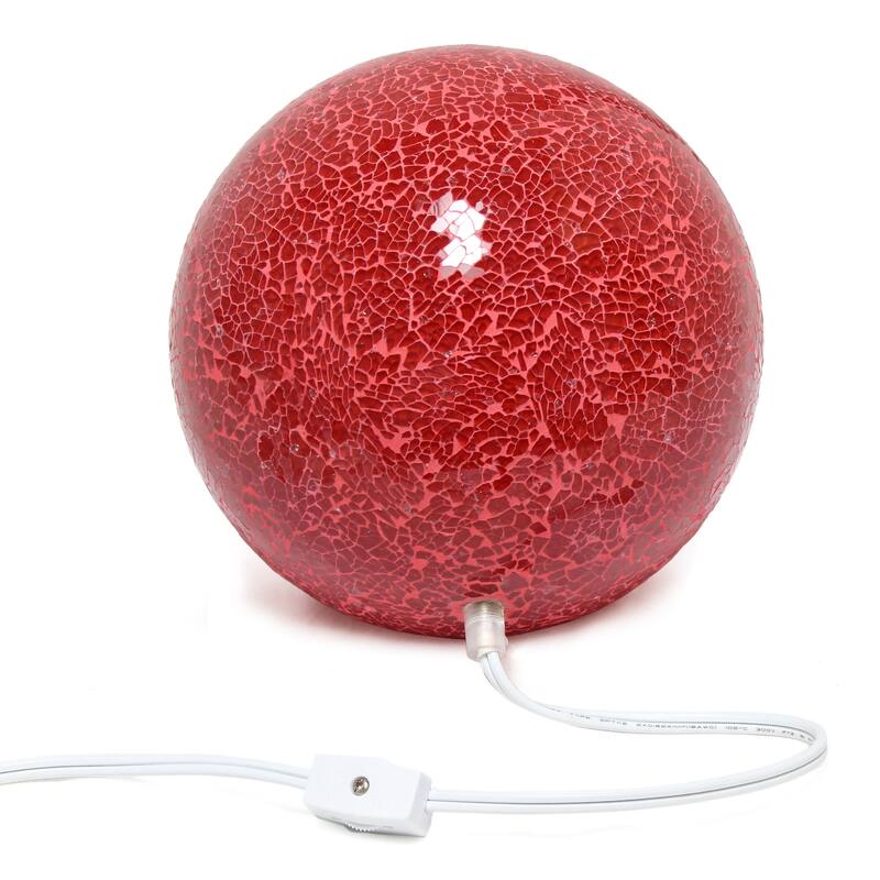 Cracked Patchwork Handcrafted Ceramic Dome Table Lamp - 8" - Red