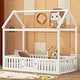preview thumbnail 17 of 26, Twin Wood House Bed with Fence, Door & Distressed Design, Grey