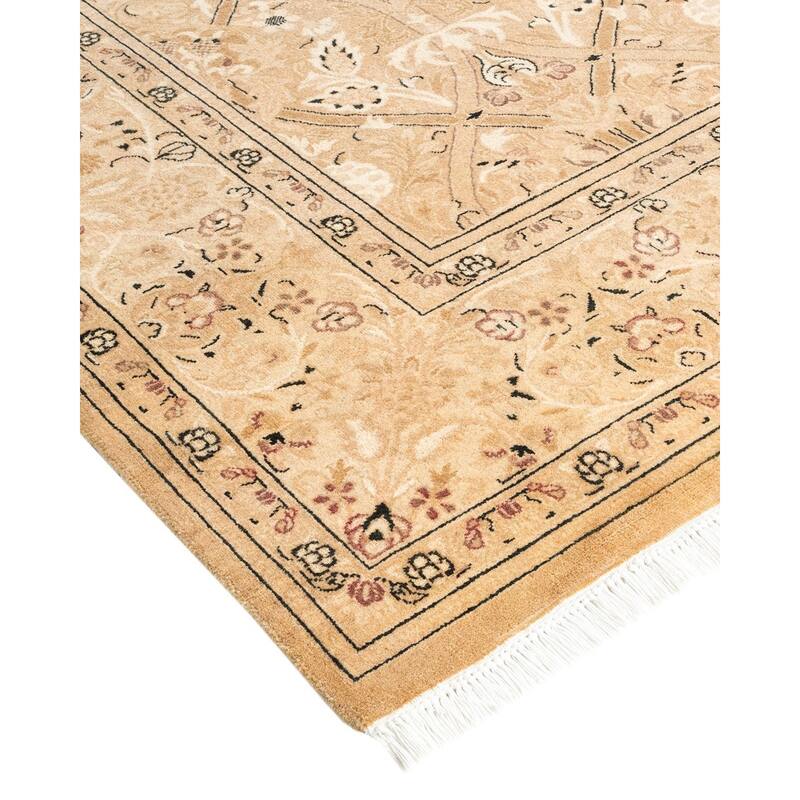 Overton Hand Knotted Wool Vintage Inspired Traditional Mogul Beige Area Rug - 6' 3" x 9' 2"