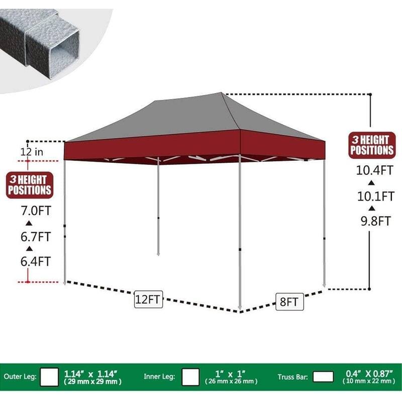 Aeocia 8x12 ft. Commercial Canopy Portable Party Tent with Roller Bag