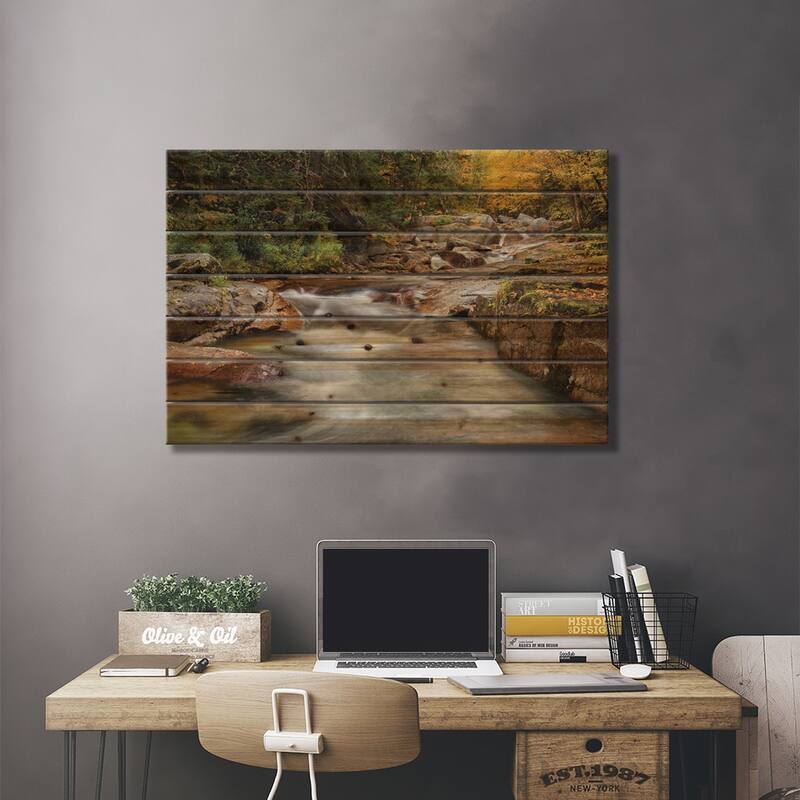 USA, New Hampshire, White Mountains, Fall at Jefferson Brook Print On Wood by Ann Collins - Multi-Color