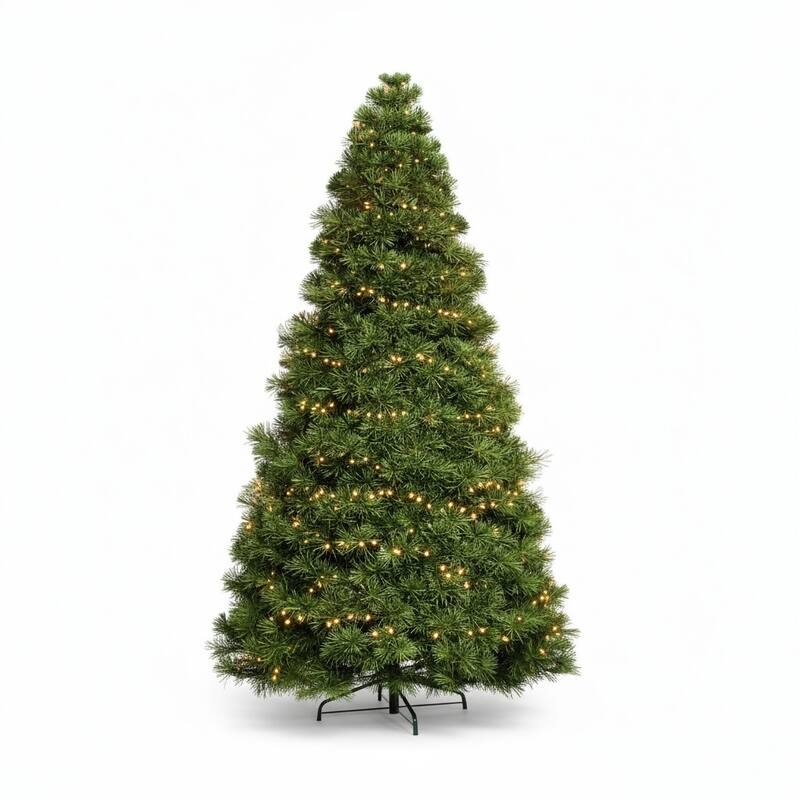 HomeRoots 7.5' Pre Lit Full Spruce Christmas Tree - Green - 50.00 in. x 90.00 in. x 50.00 in.