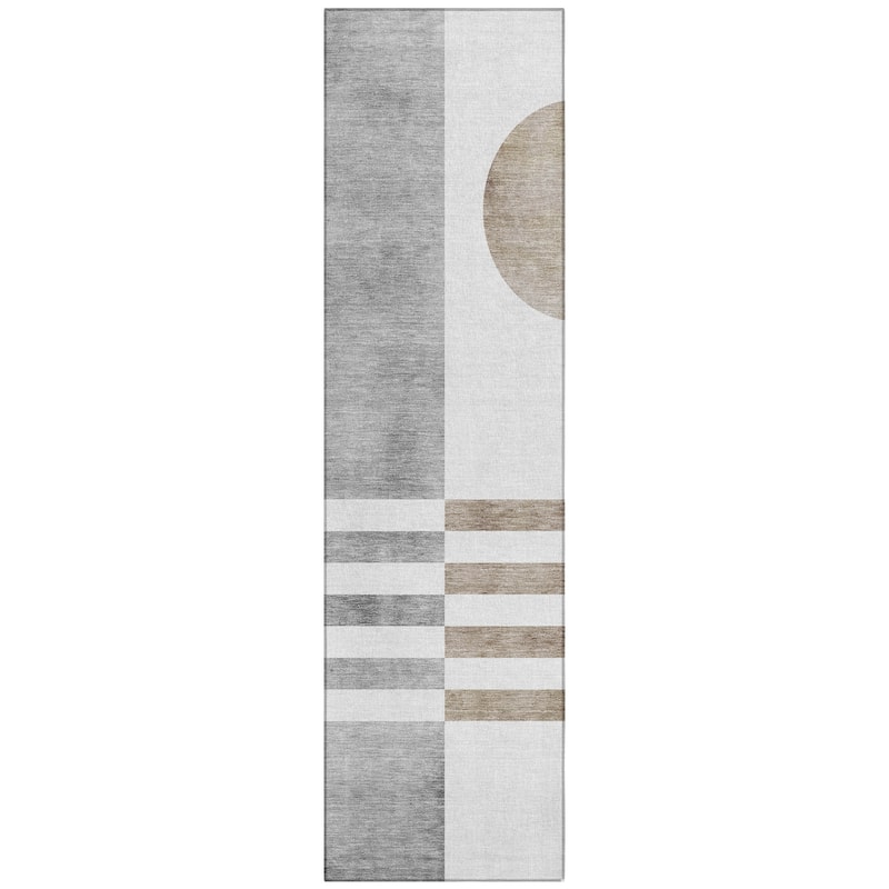 Machine Washable Indoor/Outdoor Modern Fusion Chantille Rug