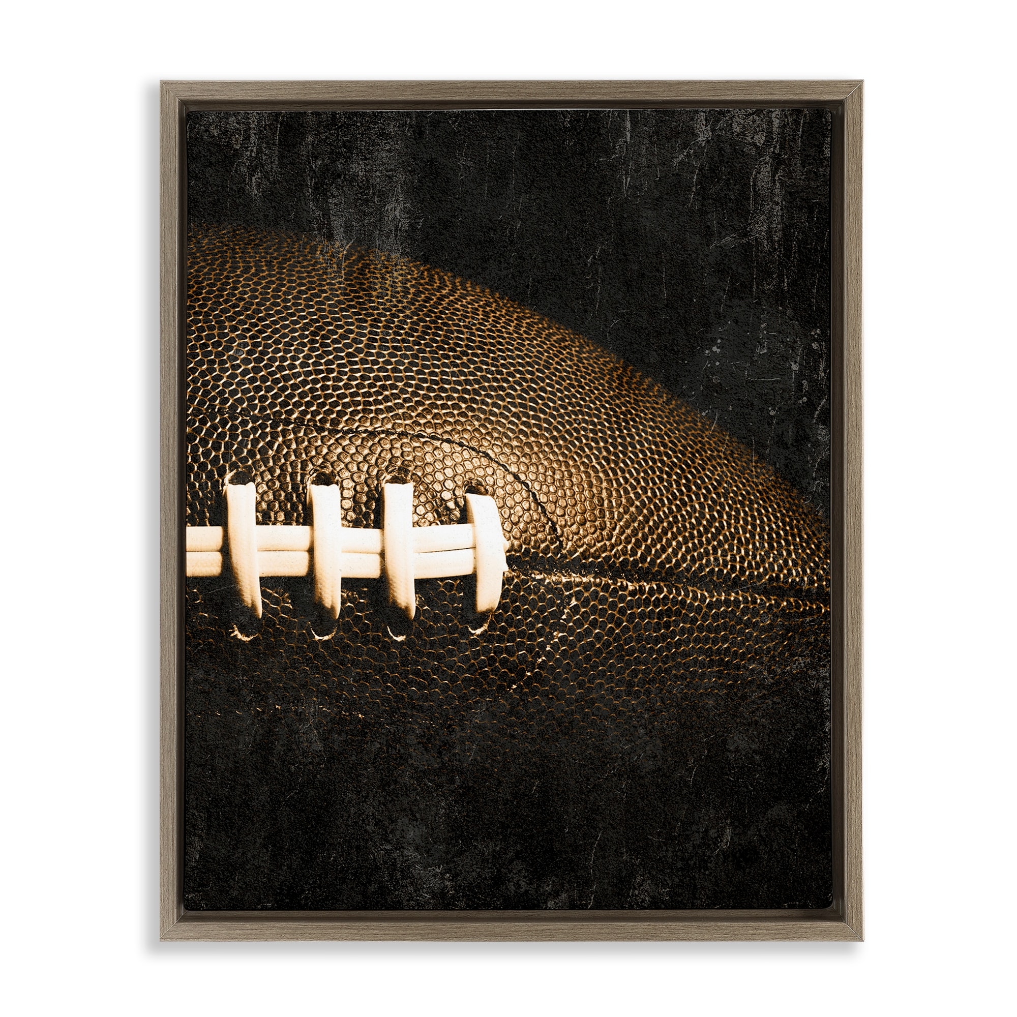 Stupell Rustic Football Close Up Framed Floater Canvas Wall Art Design By Kim Allen