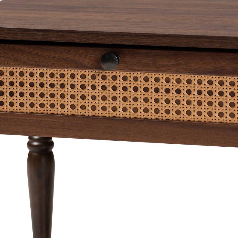 Roden Transitional Dark Brown Nightstand with Rattan
