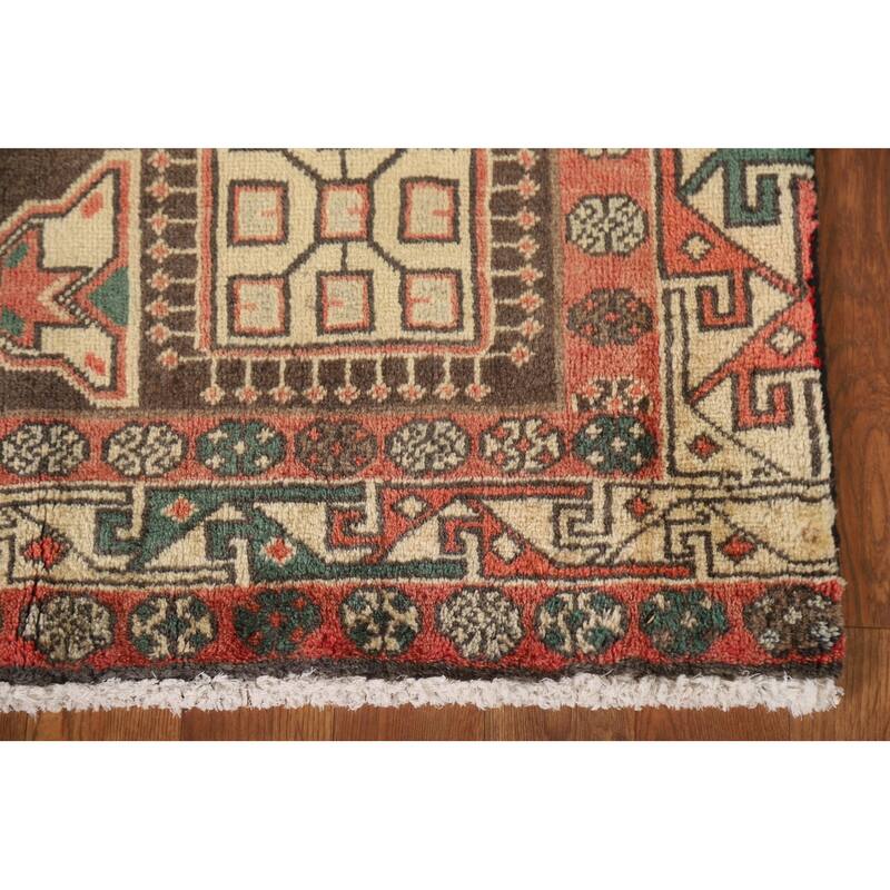 Ardebil Persian Vintage Runner Rug Hand-Knotted Wool Carpet - 3'7"x 10'7"