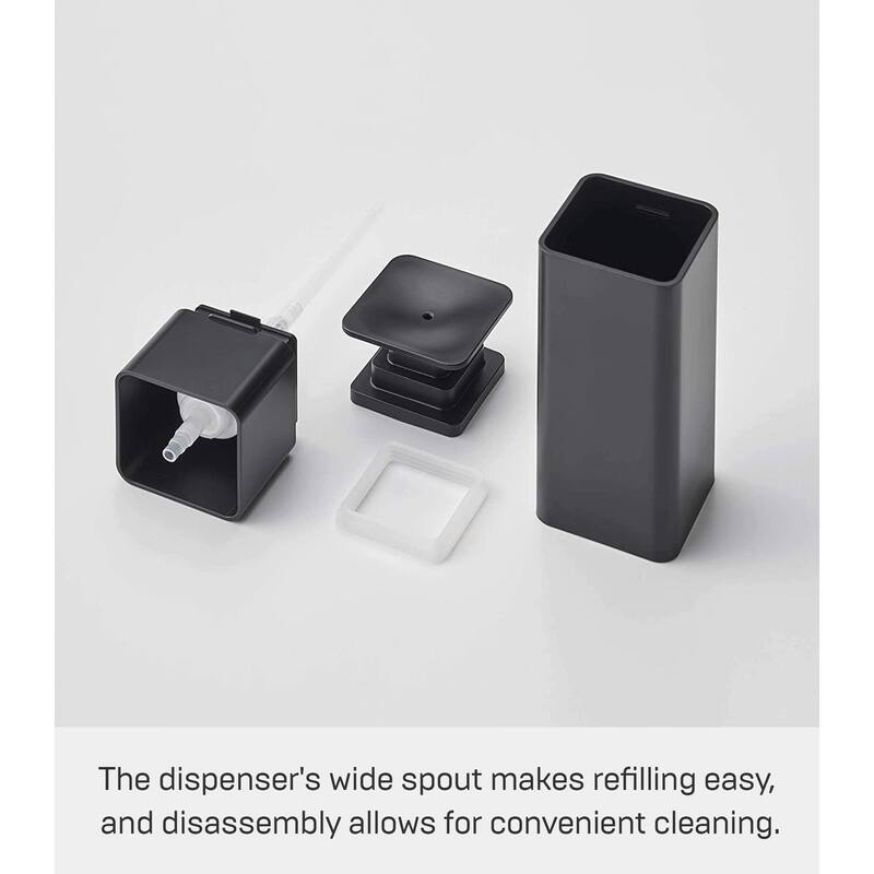 Yamazaki Home Push Soap Dispenser, ABS Plastic, 8.5 fluid oz., 250 milliliters - L 2.17 x W 2.17 x H 7.28 inches