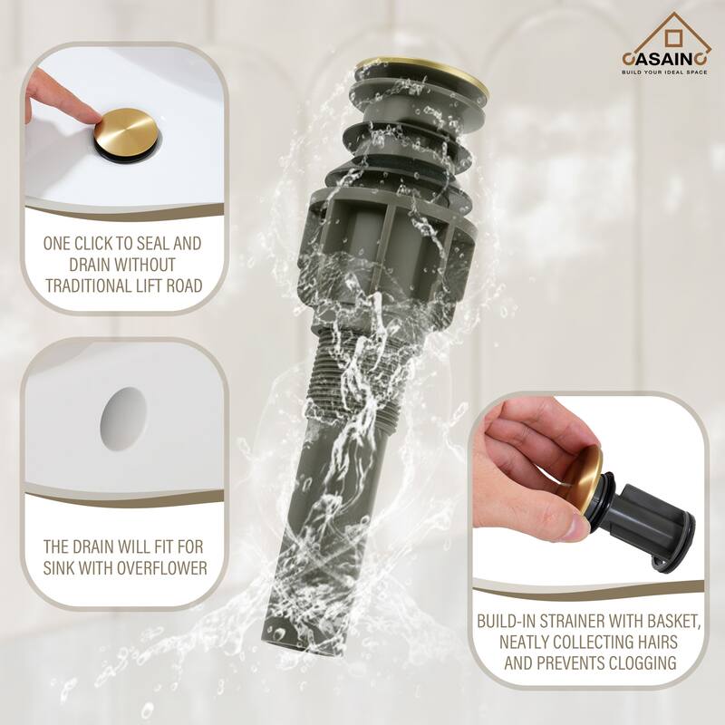 8 in. Widespread Double-Handle C-Arc Waterfall Deck-Mount Bathroom Faucet with Drain Kit