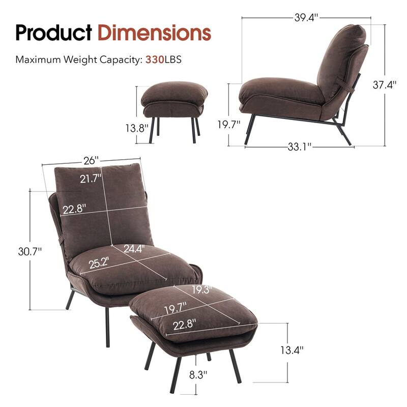 MCombo Accent Chair with Ottoman, Leathaire Fabric LW951