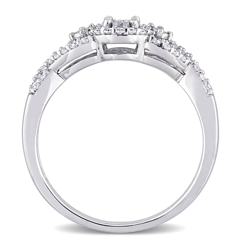 Miadora Sterling Silver 1/4ct TDW Diamond Infinity Halo Engagement Ring