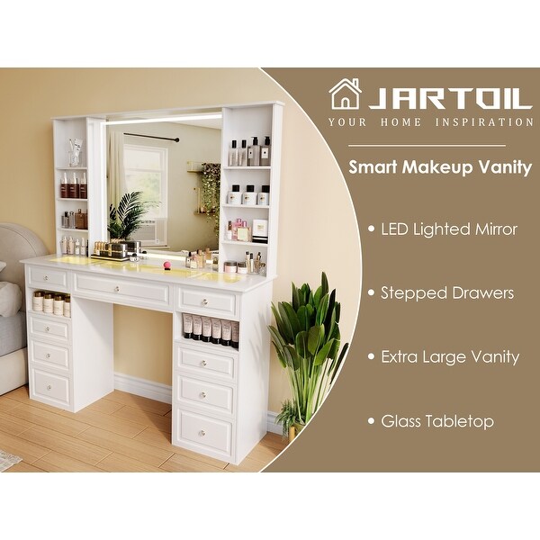 Modern led sliding mirror makeup table on sale