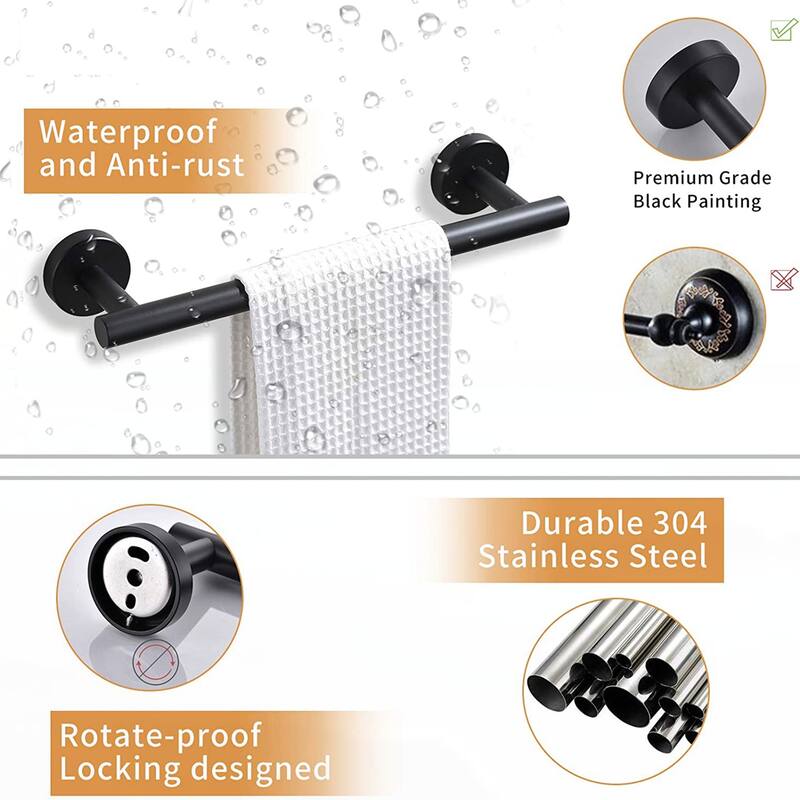 4-Pieces Matte Black Bathroom Accessories Set