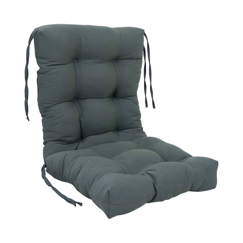 Multi-Section Tufted Twill Seat/Back Chair Cushion (Multiple Sizes) - 18 x 38 - Steel Grey