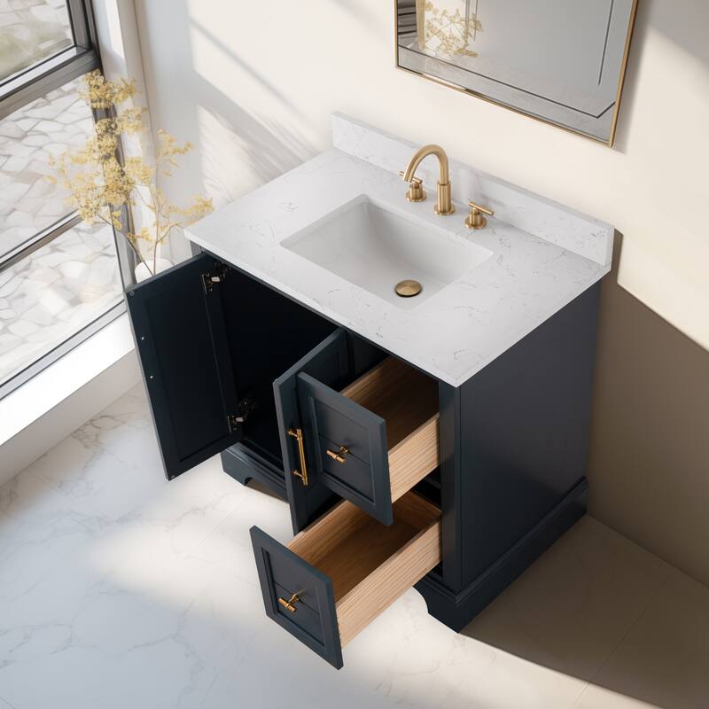 Vanity Art 36" Single Sink Bathroom Vanity with Top & Backsplash