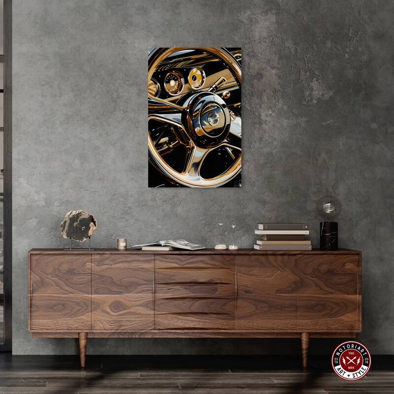 Notoriart Elegant Steering Wheel Gallery Wrapped Car 1 Piece Canvas Wall Art