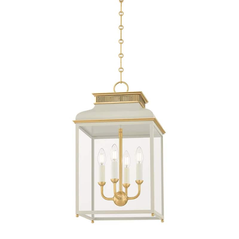 Hudson Valley Lighting MDS2400 Houghton 4 Light 13" Wide Taper Candle - Aged Brass / Off-White