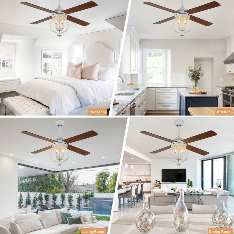 Cusp Barn 52 Inch Ceiling Fan with Remote, Farmhouse Caged Fandelier, Black Industrial Ceiling Fans with DC Motor for Bedroom