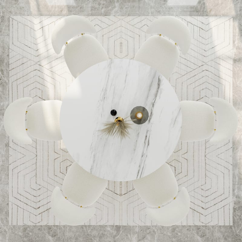 White Velvet Dining Chairs with Hammered Finish Metal Legs