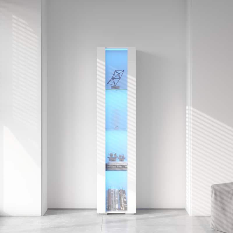 Storage Cabinets with Aluminum Strip Lamp & with Glass Shelves