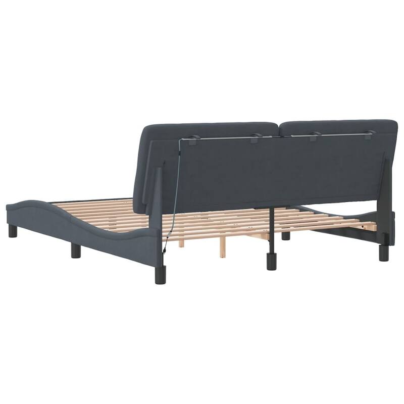 vidaXL Bed Frame with LED without Mattress Dark Gray Velvet