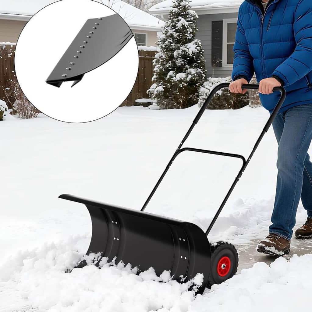 Heavy Duty U-Shaped Rod 29-Inch Steel Snow Shovel Plow for Driveways, Sidewalks, Yards