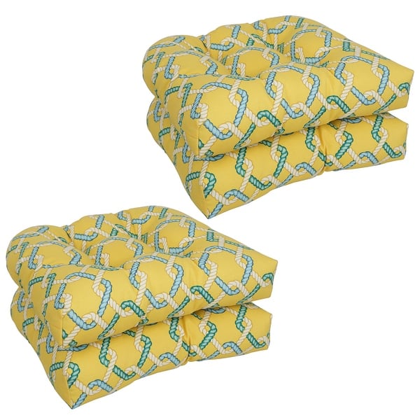 slide 1 of 3, Blazing Needles 19-inch U-Shaped Dining Chair Cushions (Set of 4) Capecod Summer