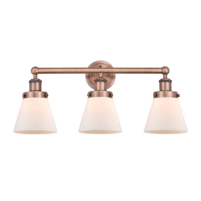 Innovations Lighting 616-3W-10-25 Cone Vanity Cone 3 Light 25" Wide - Antique Copper / Matte White