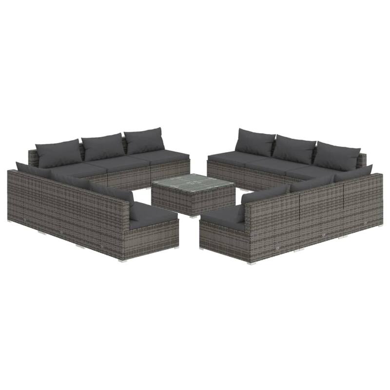 vidaXL Patio Lounge Set Outdoor Sectional Sofa Set Table Garden Poly Rattan - 27.6" x 27.6" x 23.8"