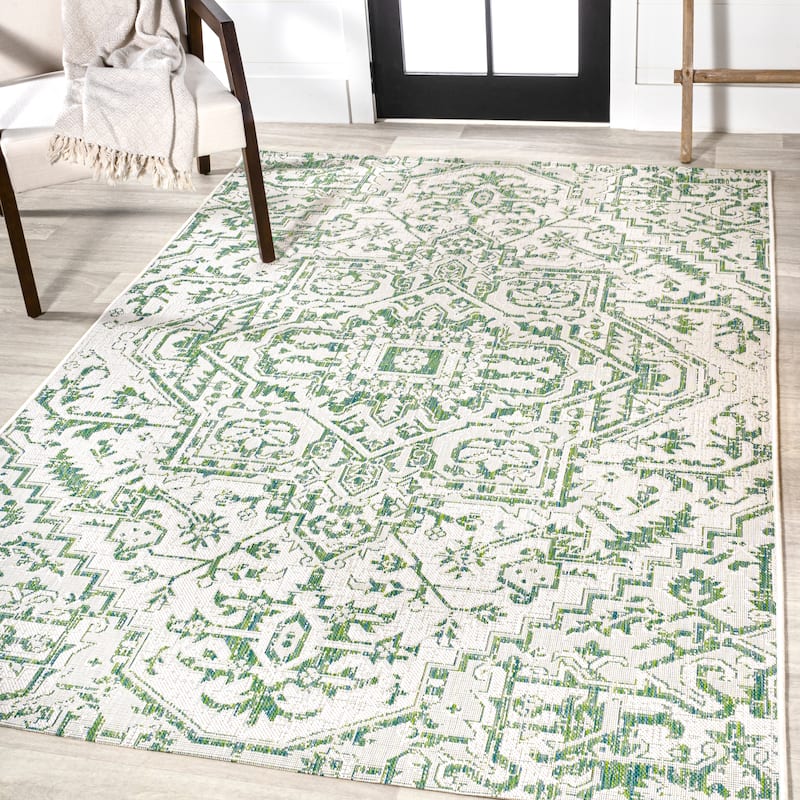JONATHAN Y Charleston Medallion Indoor/Outdoor Area Rug - 9 X 12 - Green/Cream