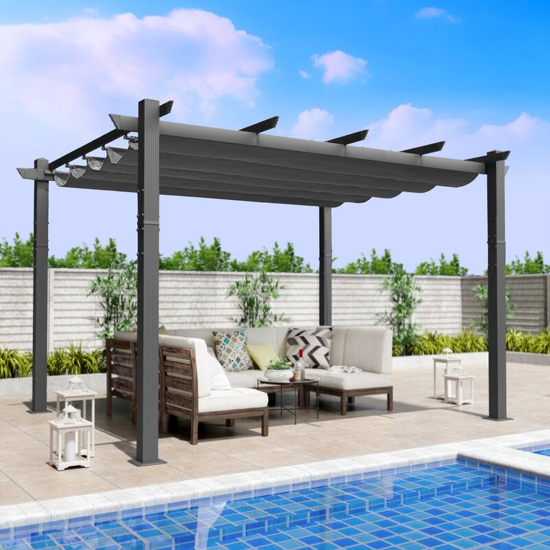 Kozyard Atlantics Outdoor 10'x13' Extra Large BBQ Grill Pergola with Sun Shade Gazebo Canopy