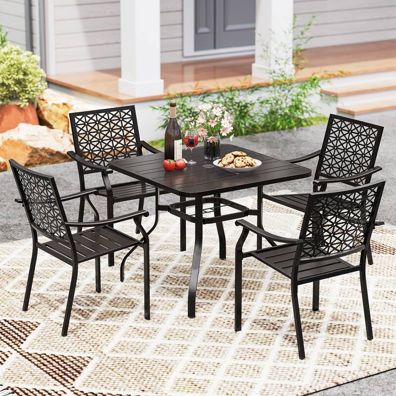 Gymax Outdoor Dining Table for 4 37 Inches Square Patio Bistro Dining