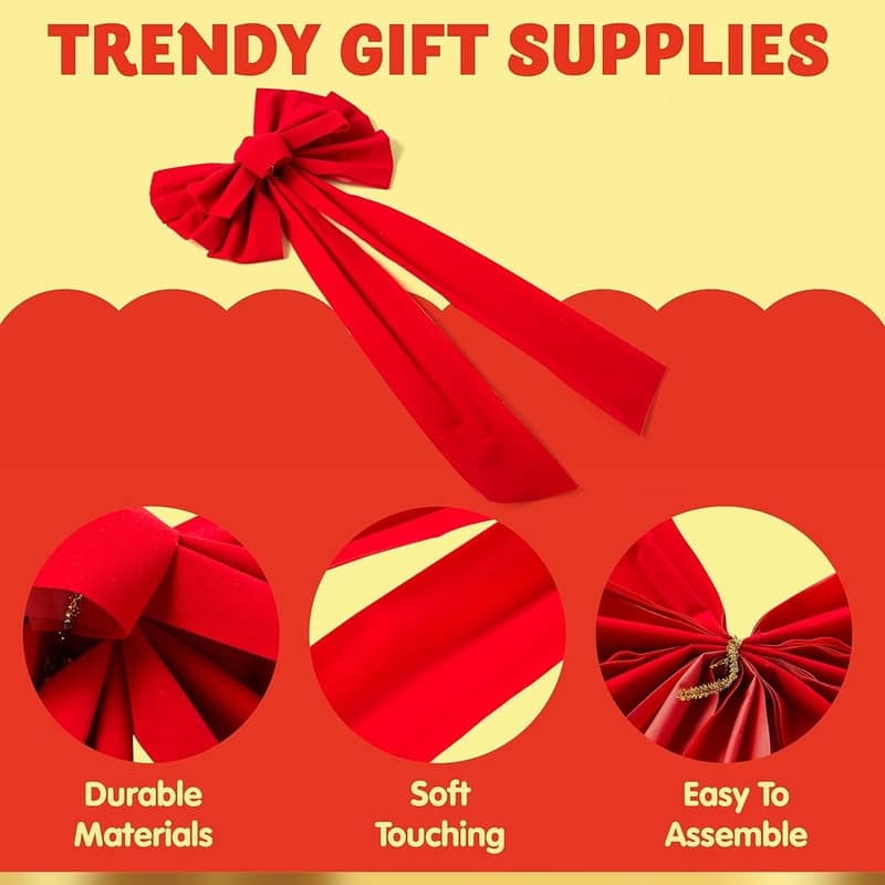 Joyfy 8 Packs Christmas Red Velvet Bows
