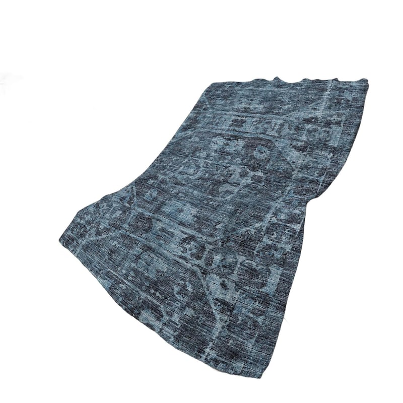 HomeRoots 50" X 70" Navy Blue And Gray Damask Polyester Woven Plush Throw Blanket