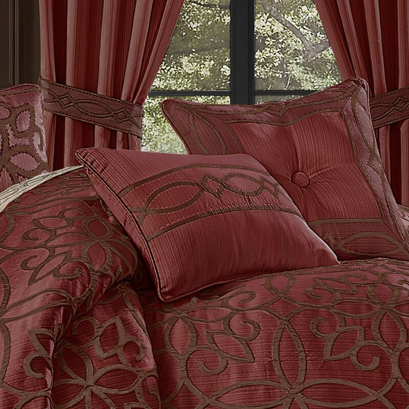 Five Queens Court Chianti Boudoir Decorative Throw Pillow - Accent - Polyester - Red
