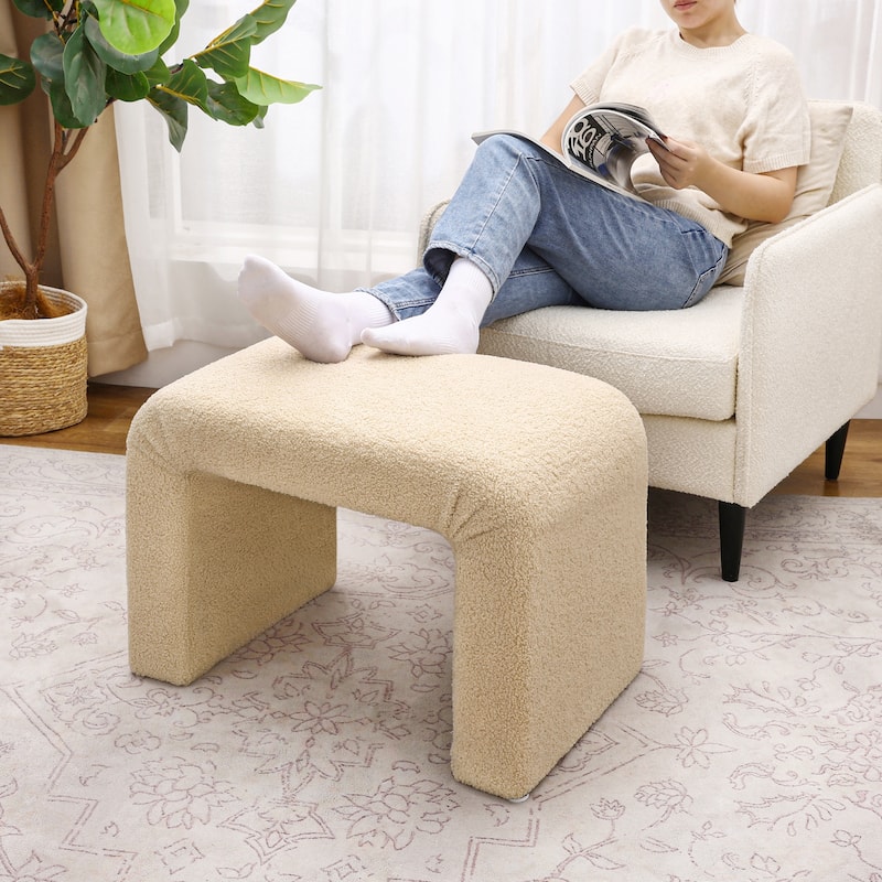 Adeco Velvet Footrest Ottoman for Living Room Bedroom