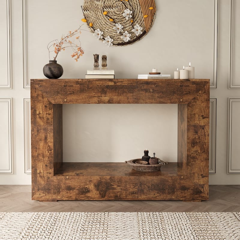 Console Table with Storage, Narrow Entryway Table for Hallway, Living Room Accent Table Sofa Table with Bottom Shelf