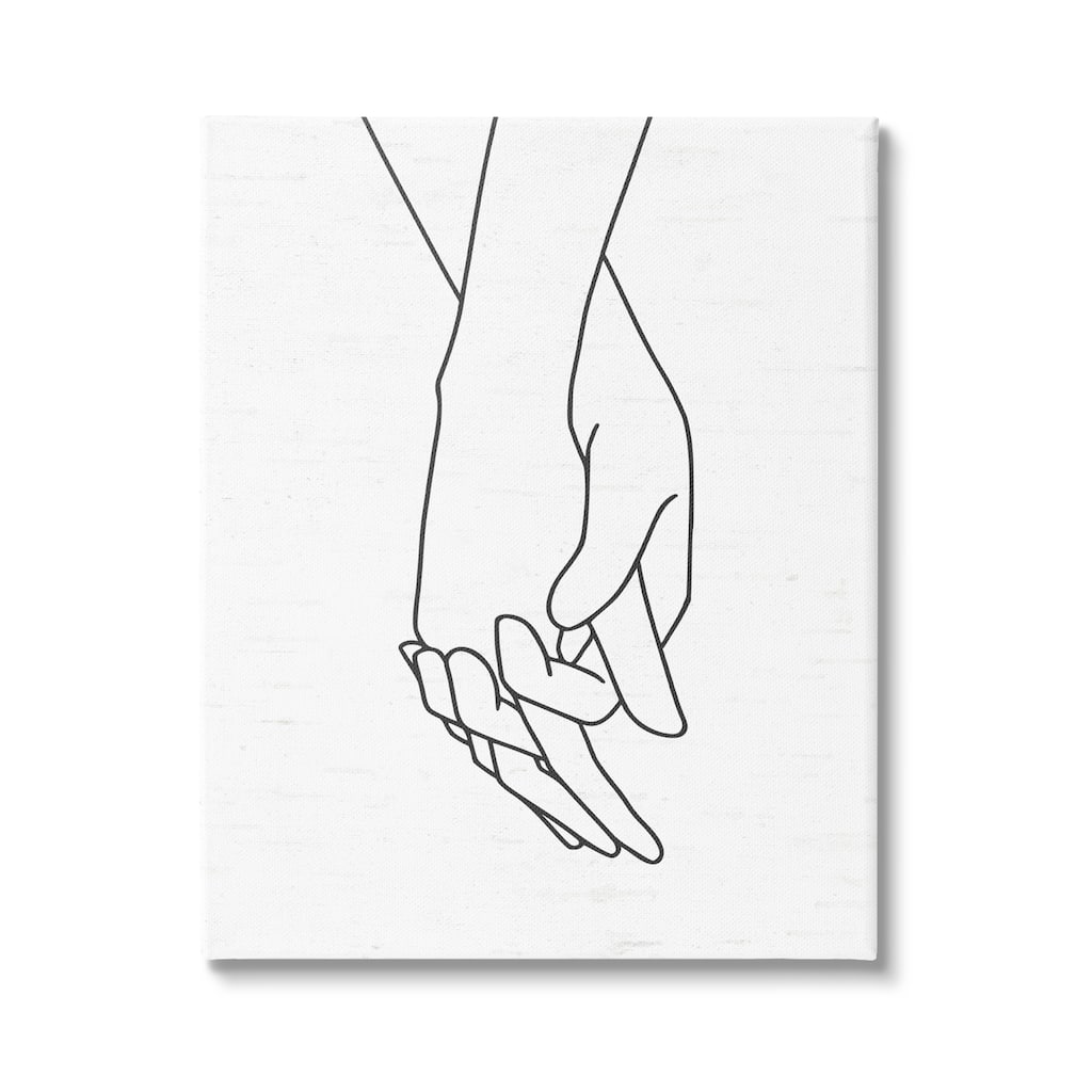 Stupell Romantic Holding Hands Outline Drawing Loving Couple Canvas Wall Art, Design by Lettered and Lined