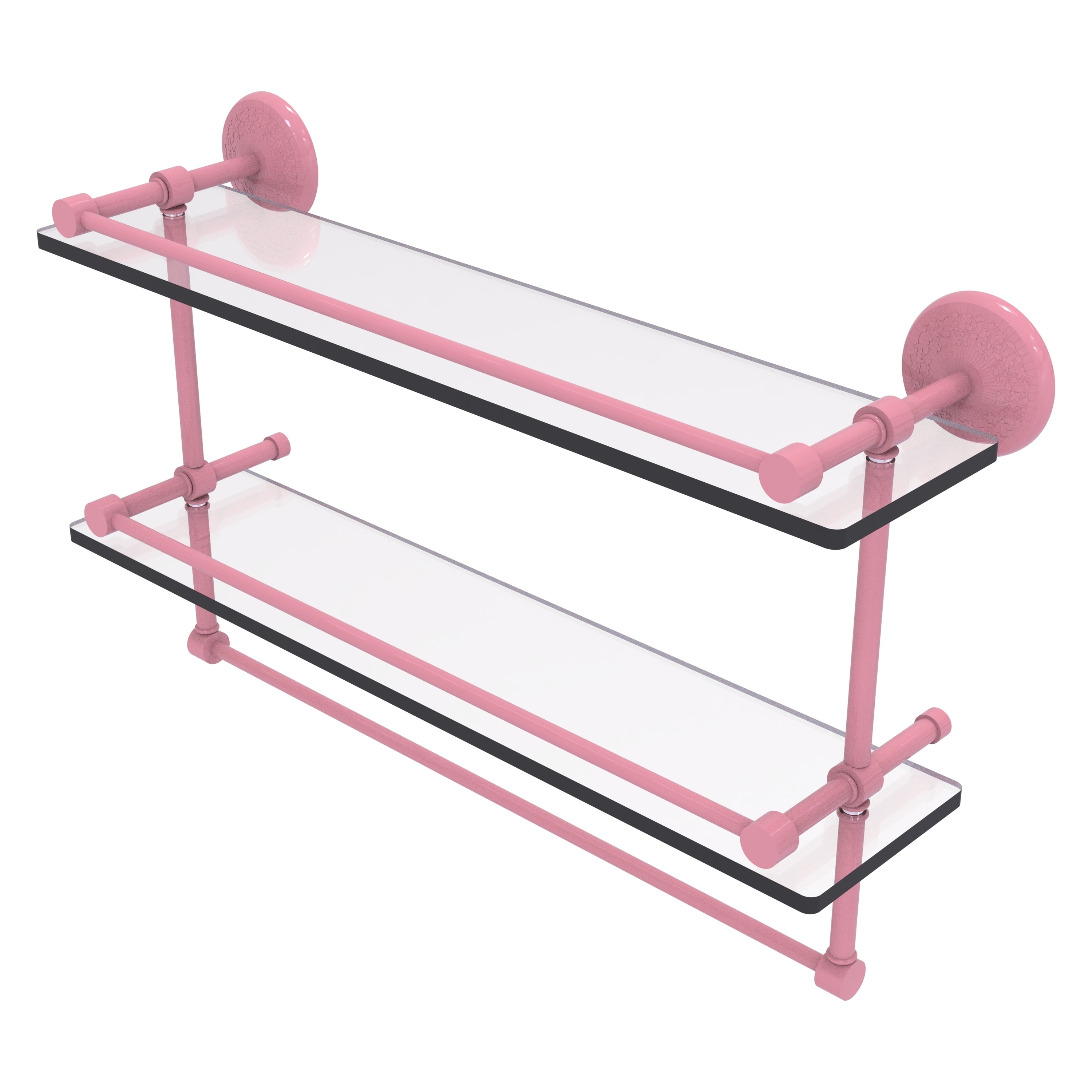 Allied Brass Monte Carlo Collection 16 Inch Gallery Double Glass Shelf with Towel Bar