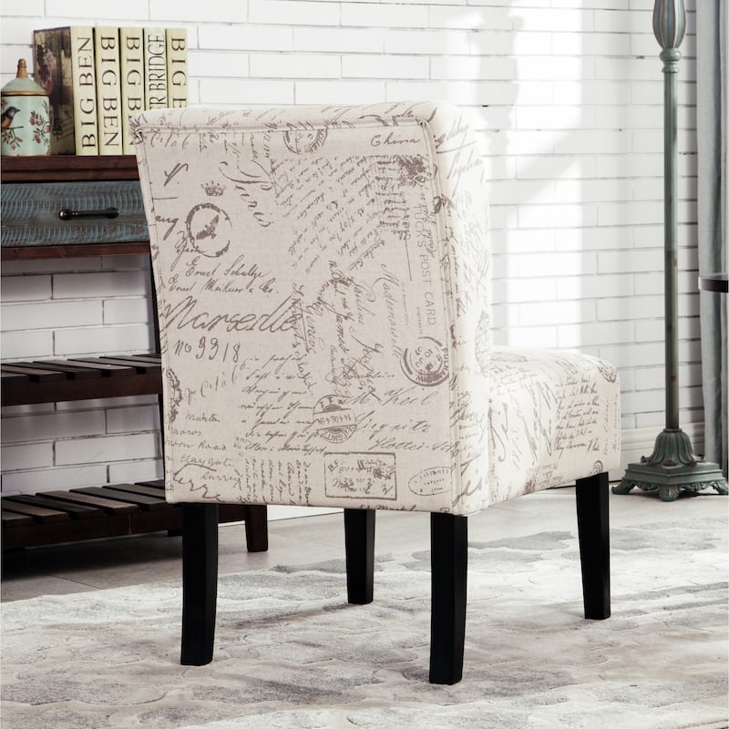 White Modern 29.13" Upholstered Accent Chair with Wood Legs for Living Room